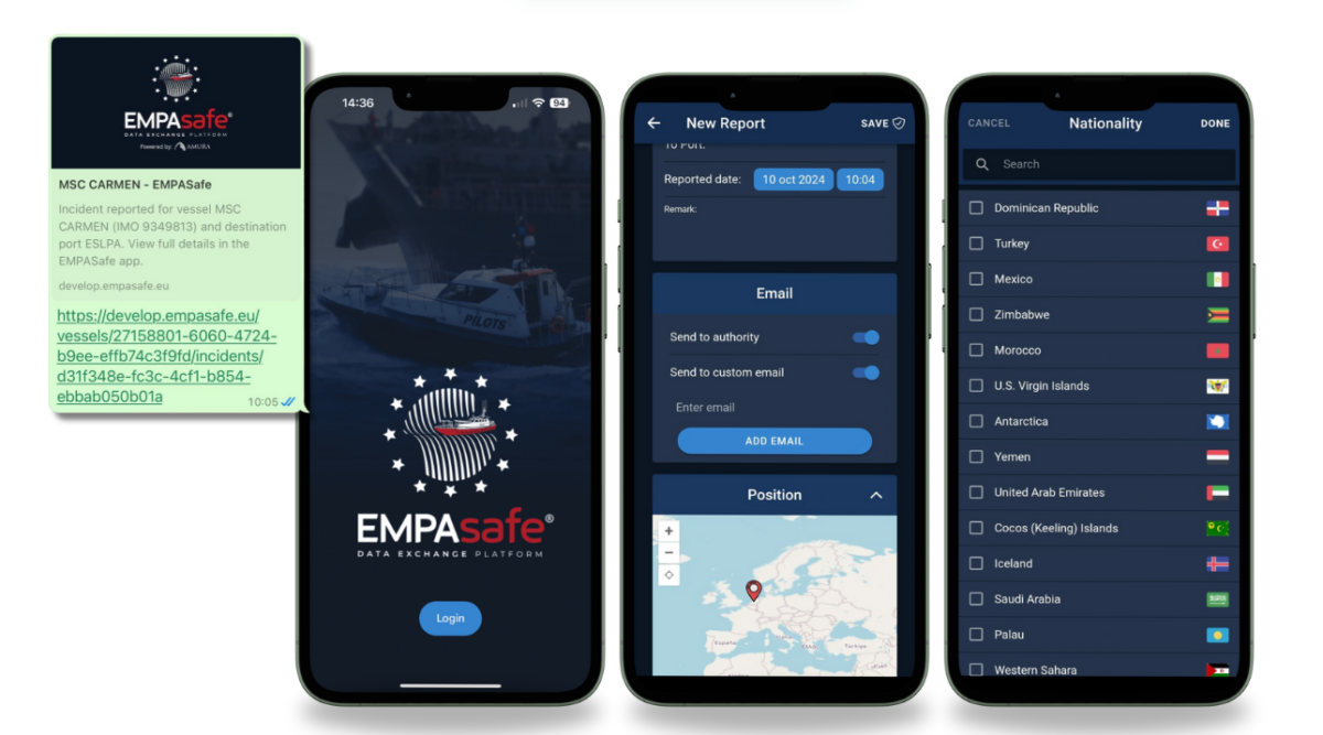 EMPAsafe mockups
